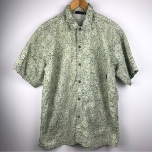 VTG 2000 Patagonia Floral Tribal Organic Cotton Hawaiian Button Shirt Medium EUC